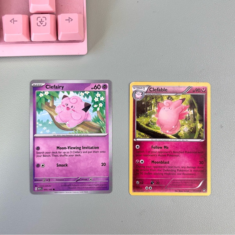 Set of 2 Clefairy 2023 + Clefable 2014 Pokémon TCG